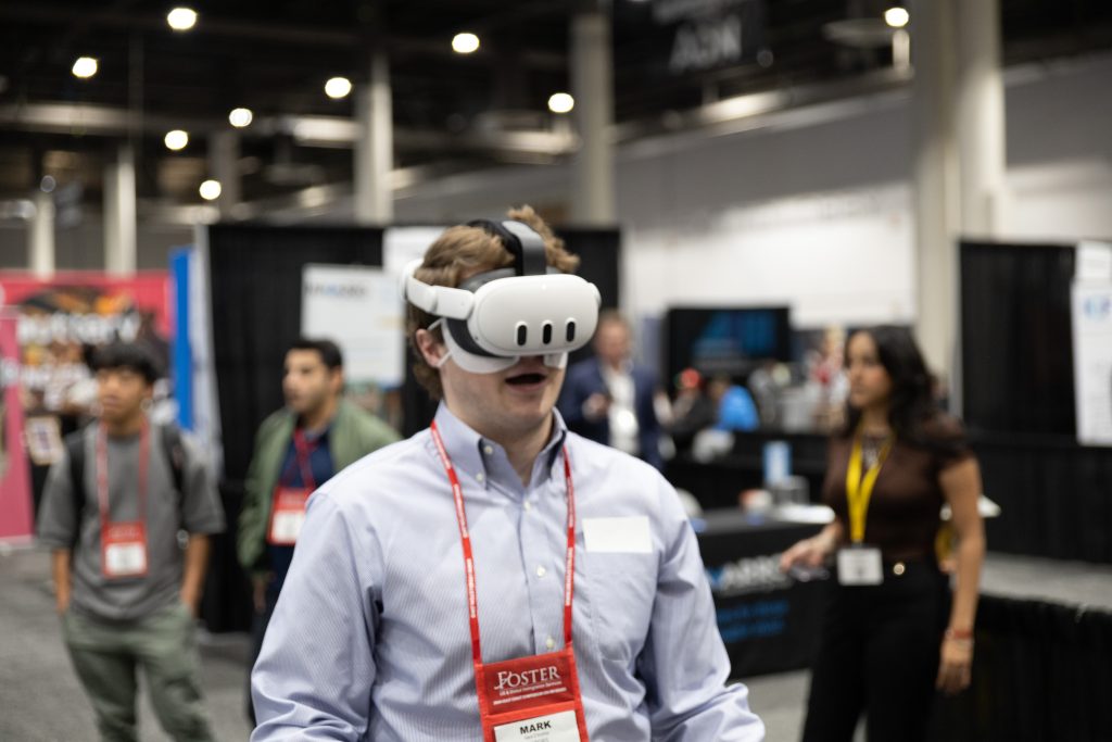 Man wearing a VR headset at a Flashbar VR activation