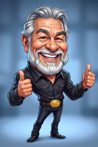 AI caricature of a smiling man giving thumbs up by Flashbar Activations