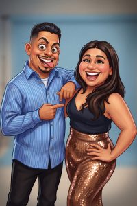AI caricature of a couple by Flashbar Activations