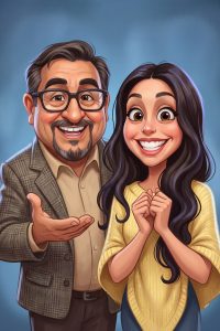 AI caricature of a couple by Flashbar Activations