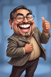 AI caricature of a smiling man giving a thumbs up by Flashbar Activations