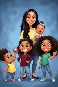 AI caricature of a family by Flashbar Activations